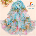 Women's Chiffon Georgette multi-color Floral Long Silk Shawl Wraps Scarf